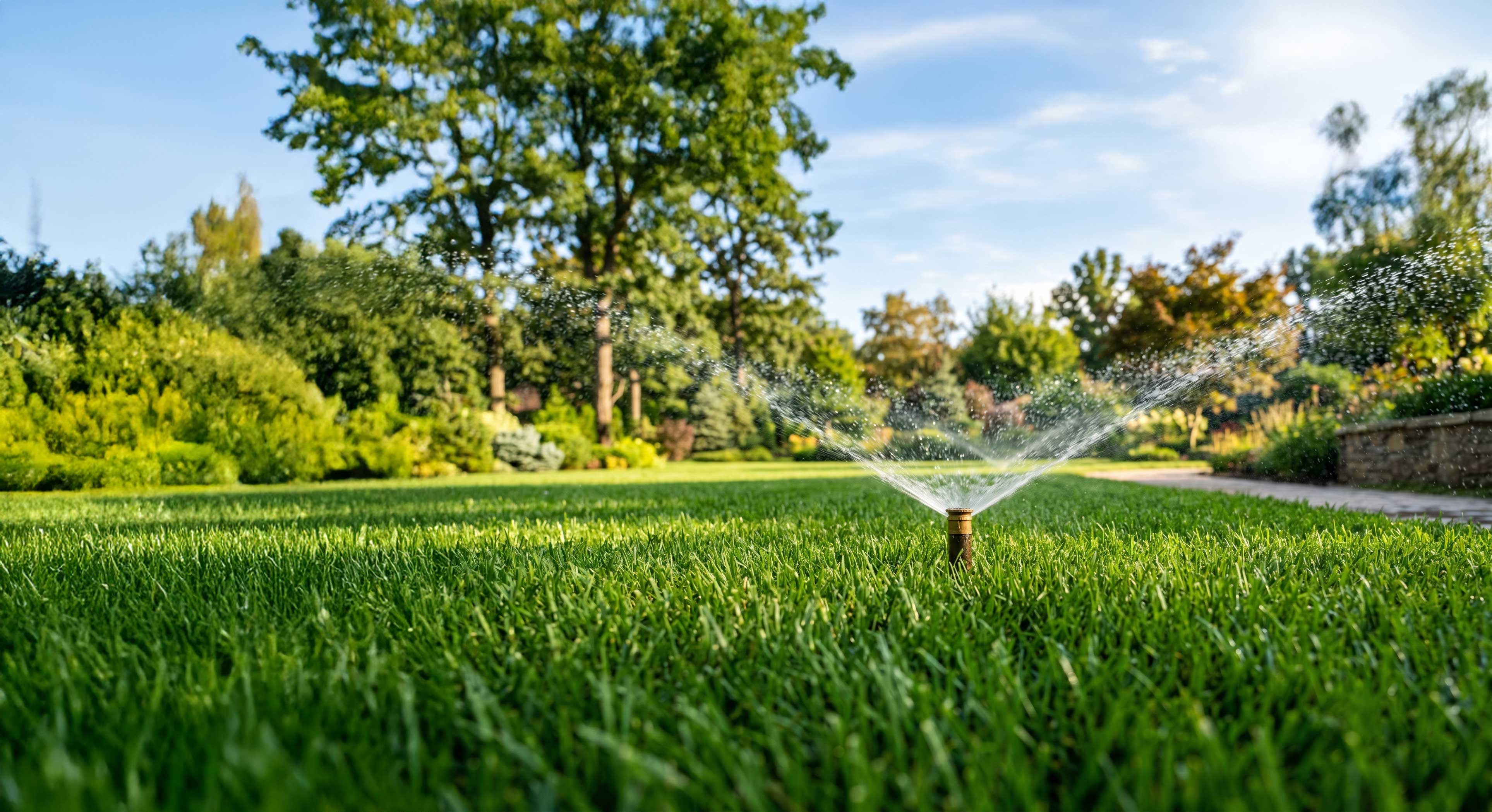 Water in motion across a lawn